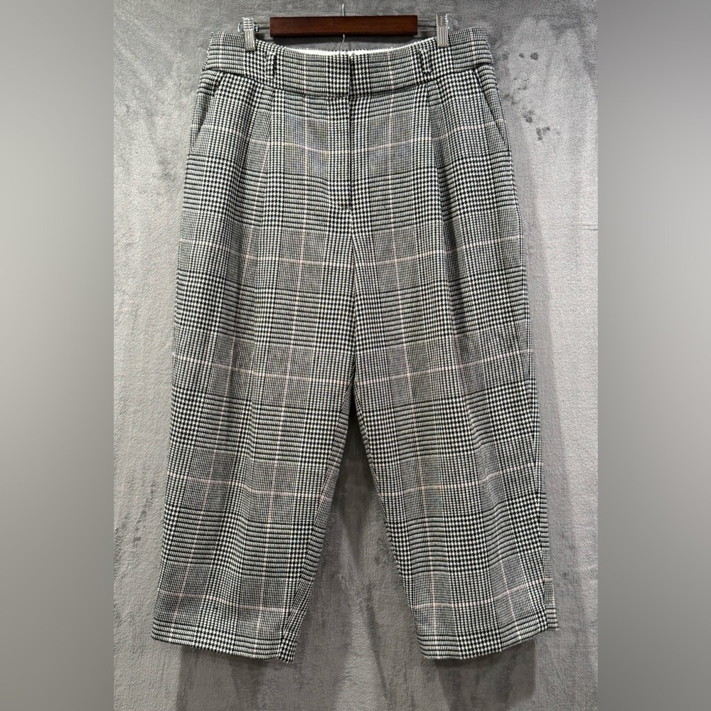 J.Crew Pants Womens Size 14 Plaid Wool Blend High Rise Taper Balloon Leg